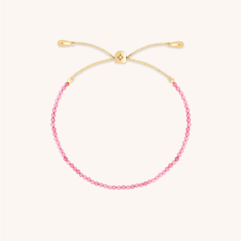 Tourmaline October Beaded Bracelet in Solid Gold