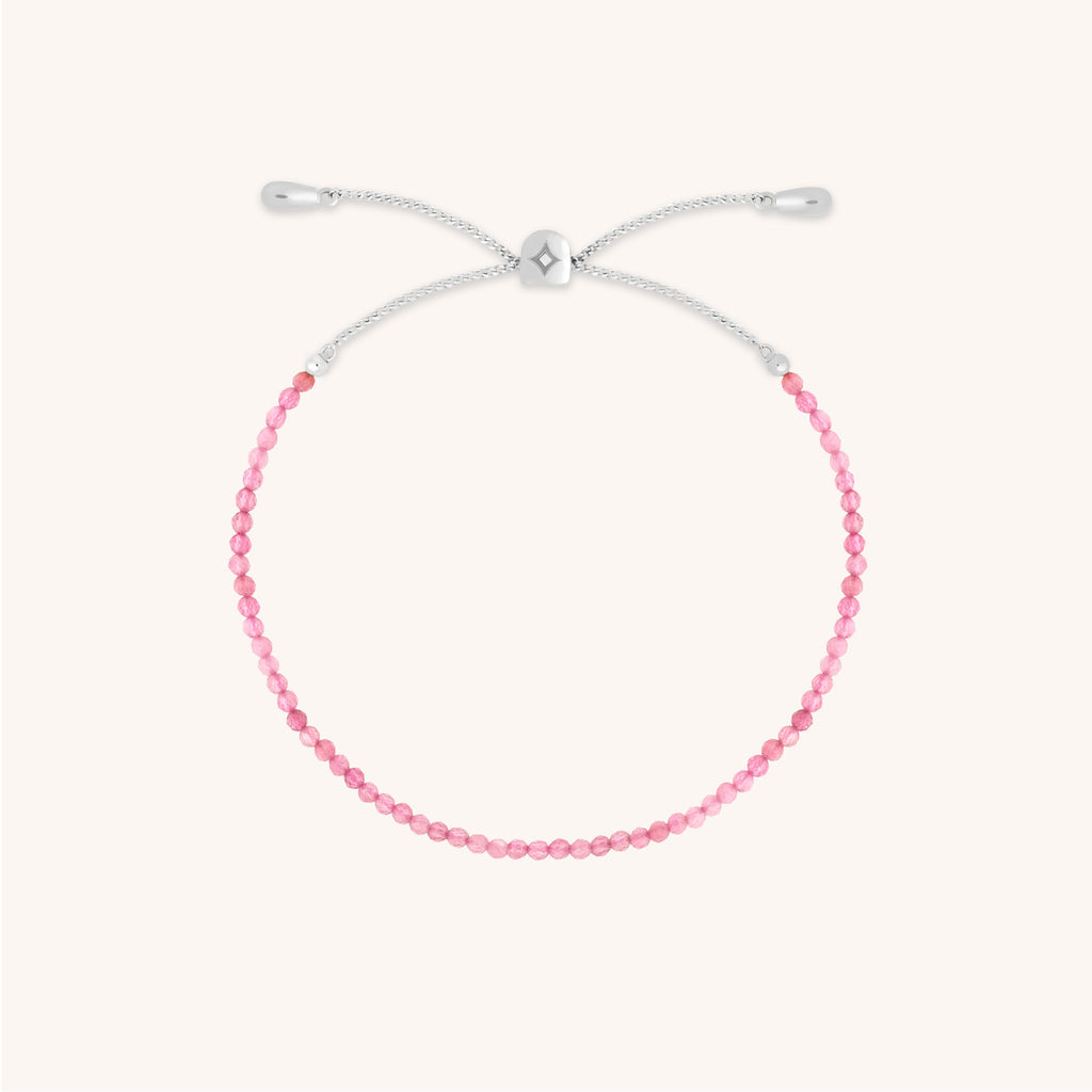 Tourmaline October Beaded Bracelet in Solid White Gold