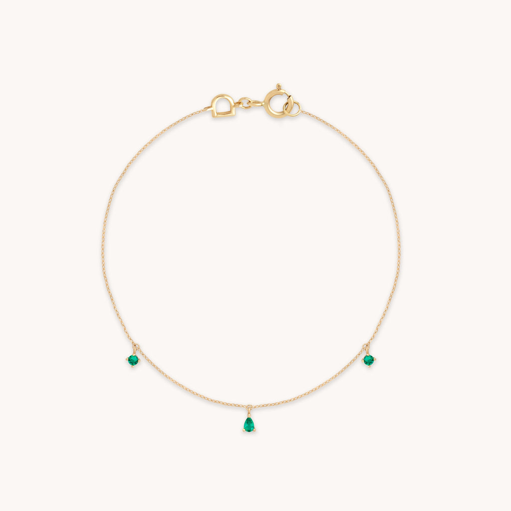 Emerald Charm Bracelet in Solid Gold