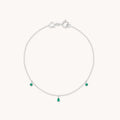 Emerald Charm Bracelet in Solid White Gold