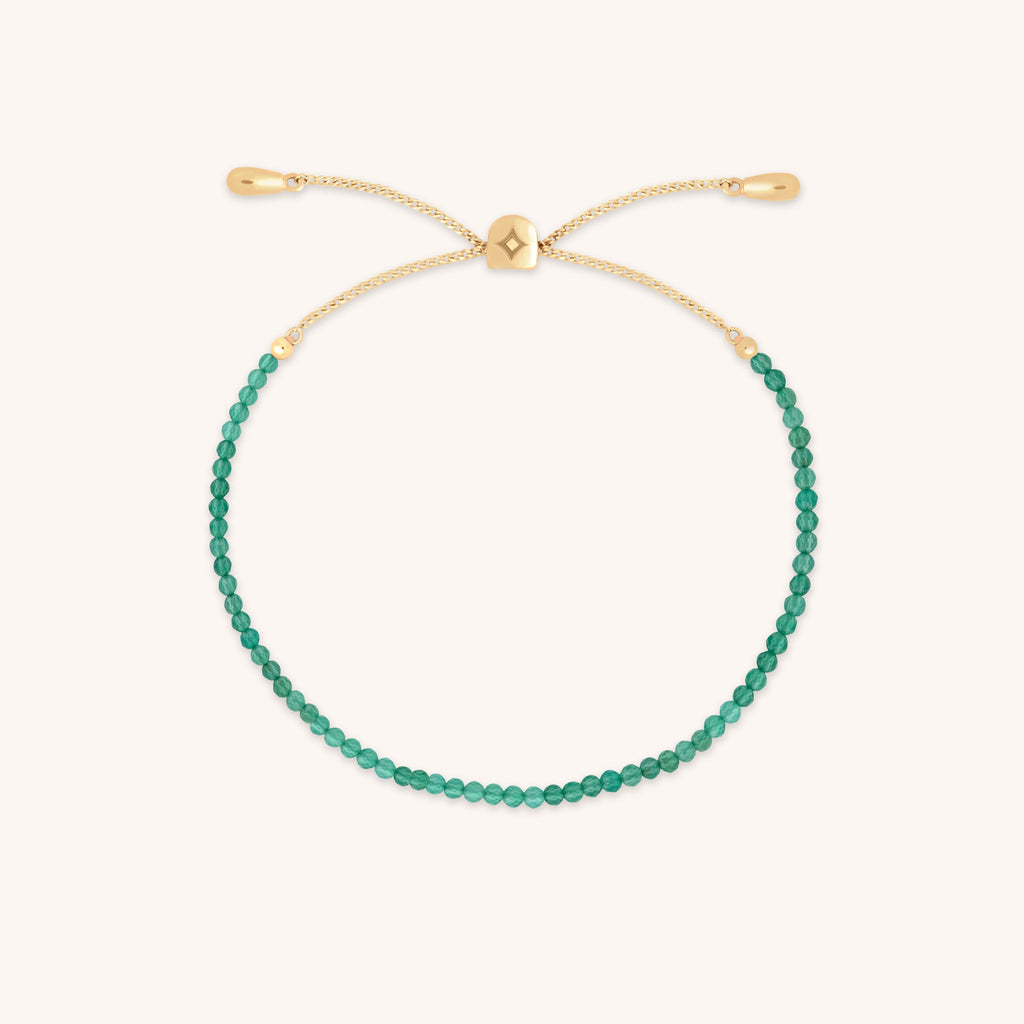 Agate May Beaded Birthstone Bracelet in Solid Gold
