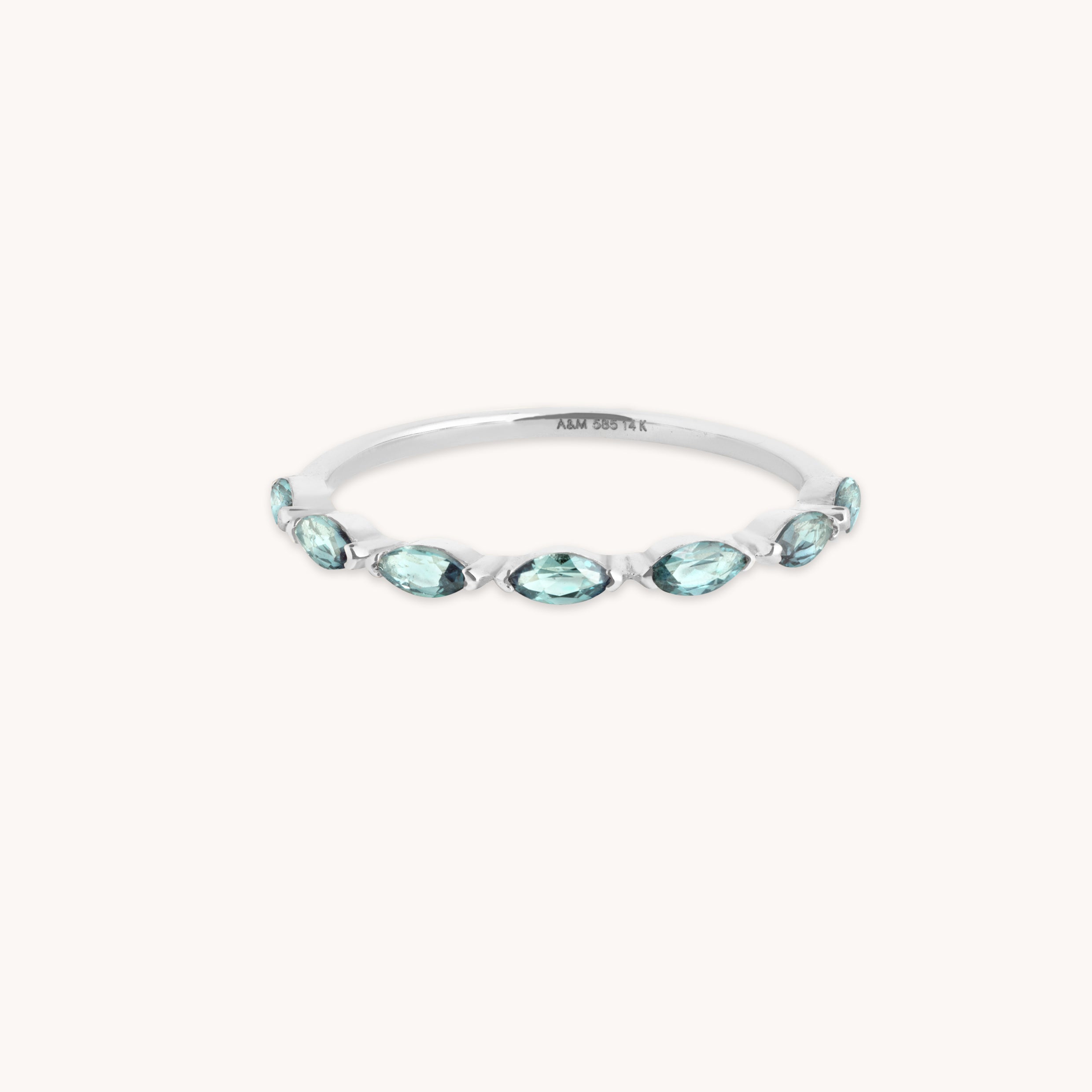Alexandrite Marquise Band Ring in Solid White Gold