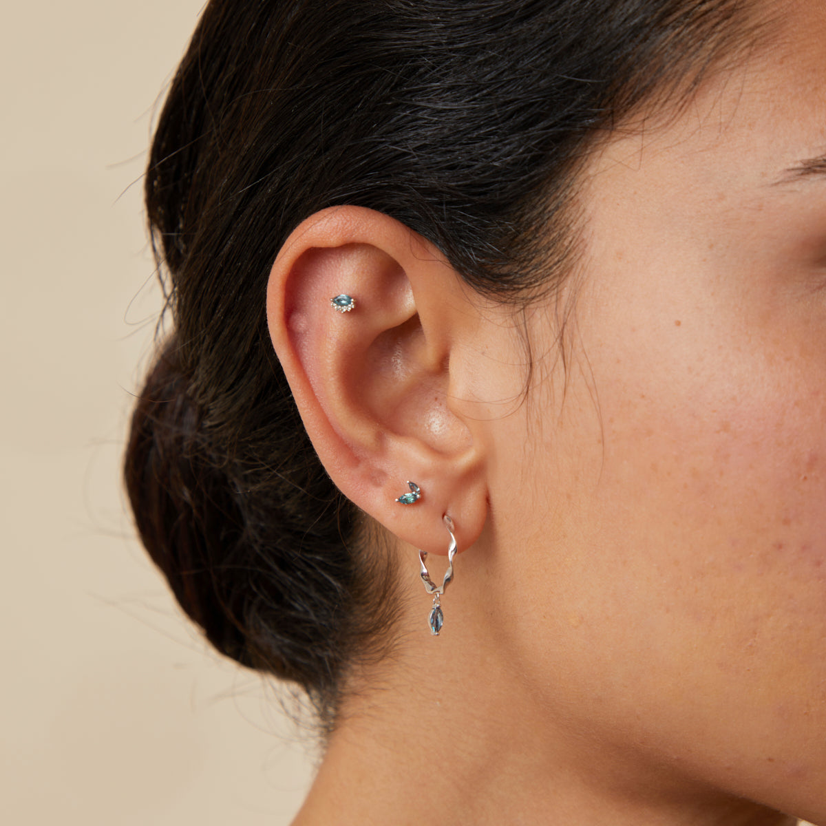 Alexandrite Marquise Studs in Solid White Gold