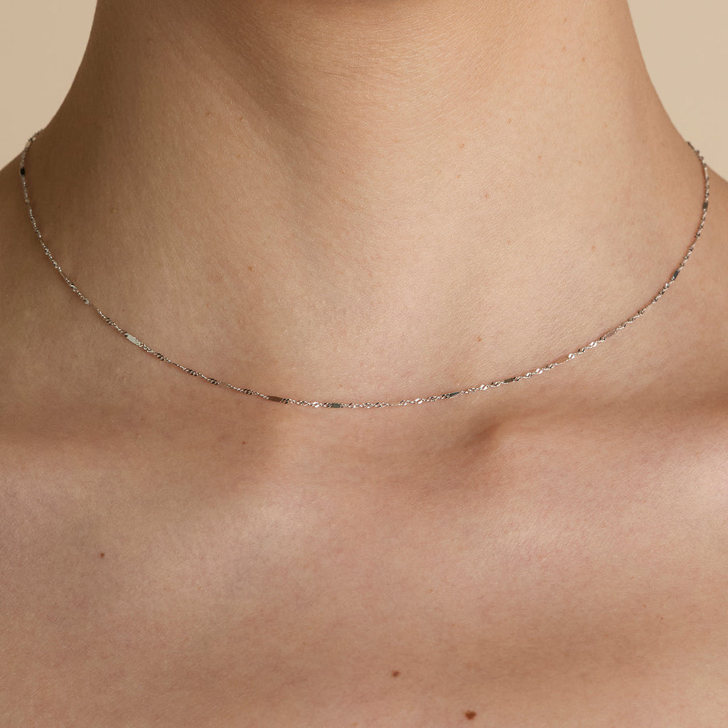 Astrid Chain Necklace in Solid White Gold