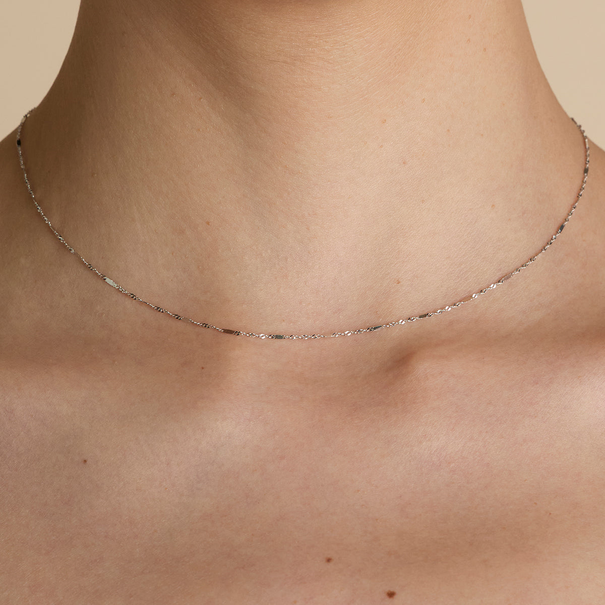 Astrid Chain Necklace in Solid White Gold