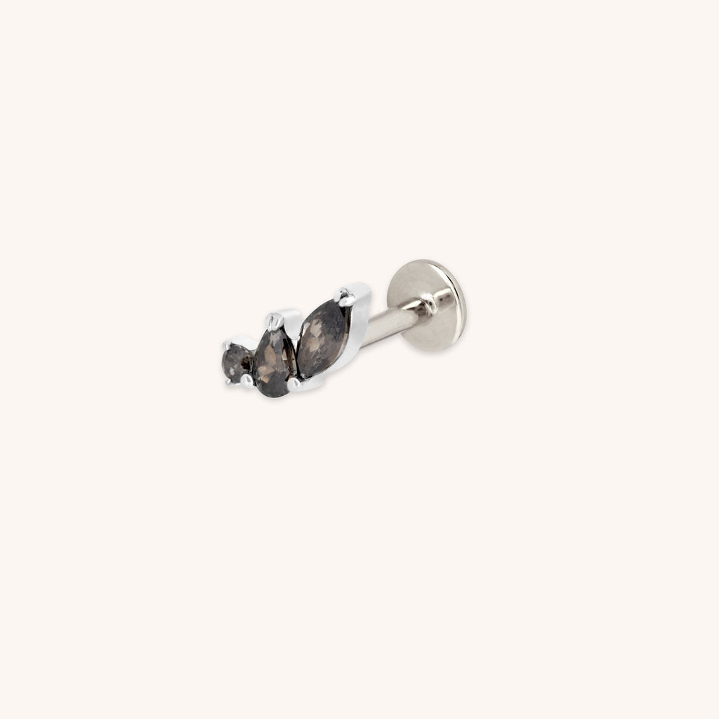 Black Cluster Titanium Piercing Stud in Silver