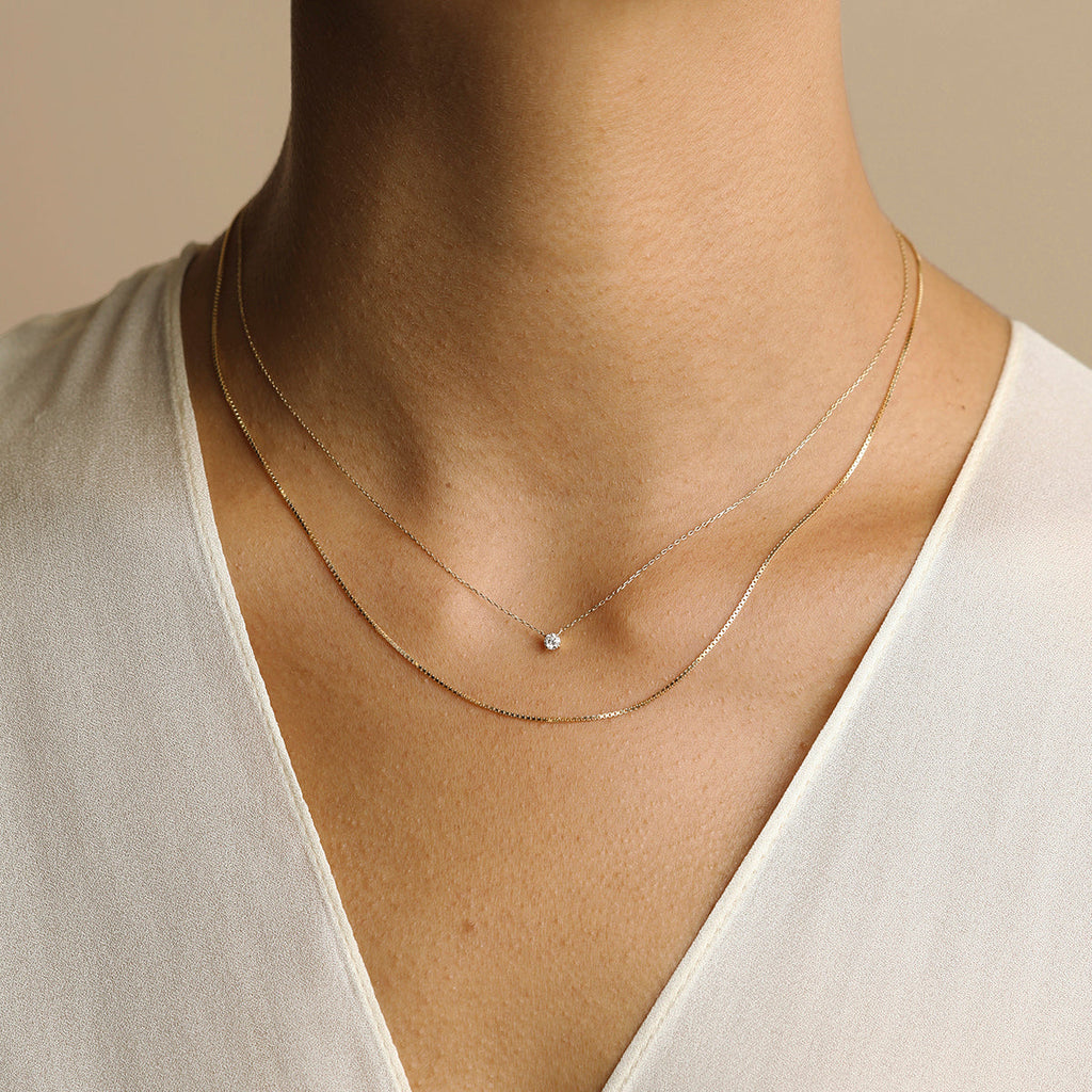 Diamond Solitaire Pendant Necklace in Solid Gold