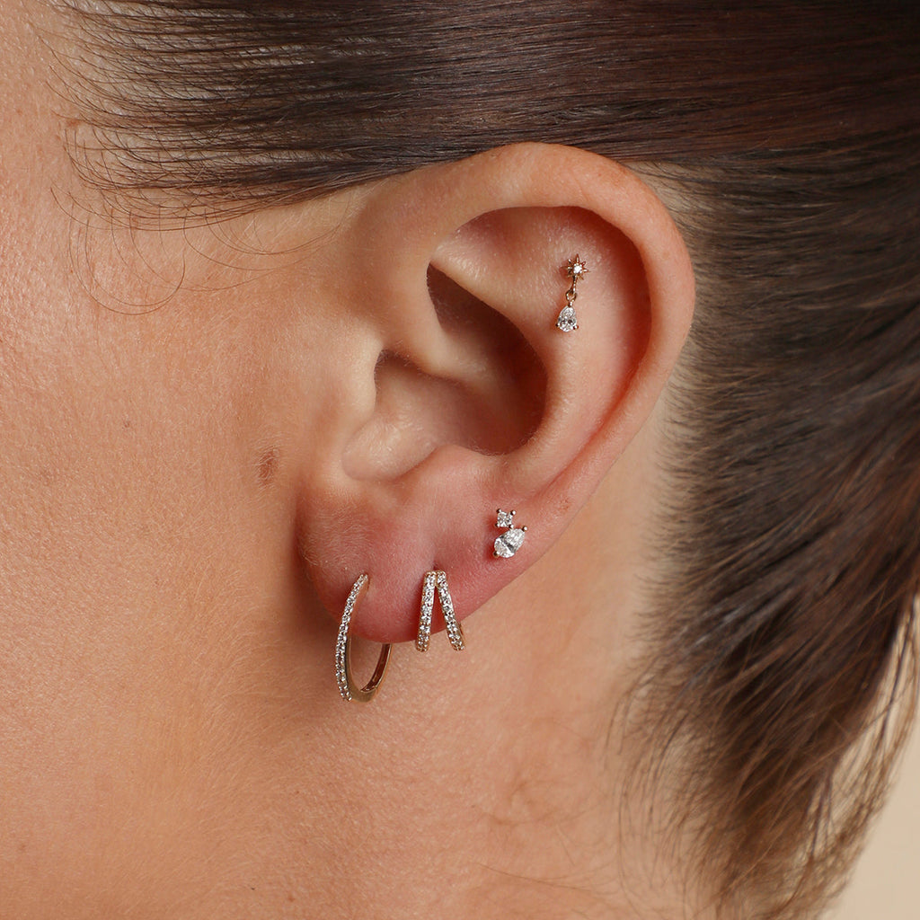 Diamond Cosmic Charm Piercing Stud in Solid Gold