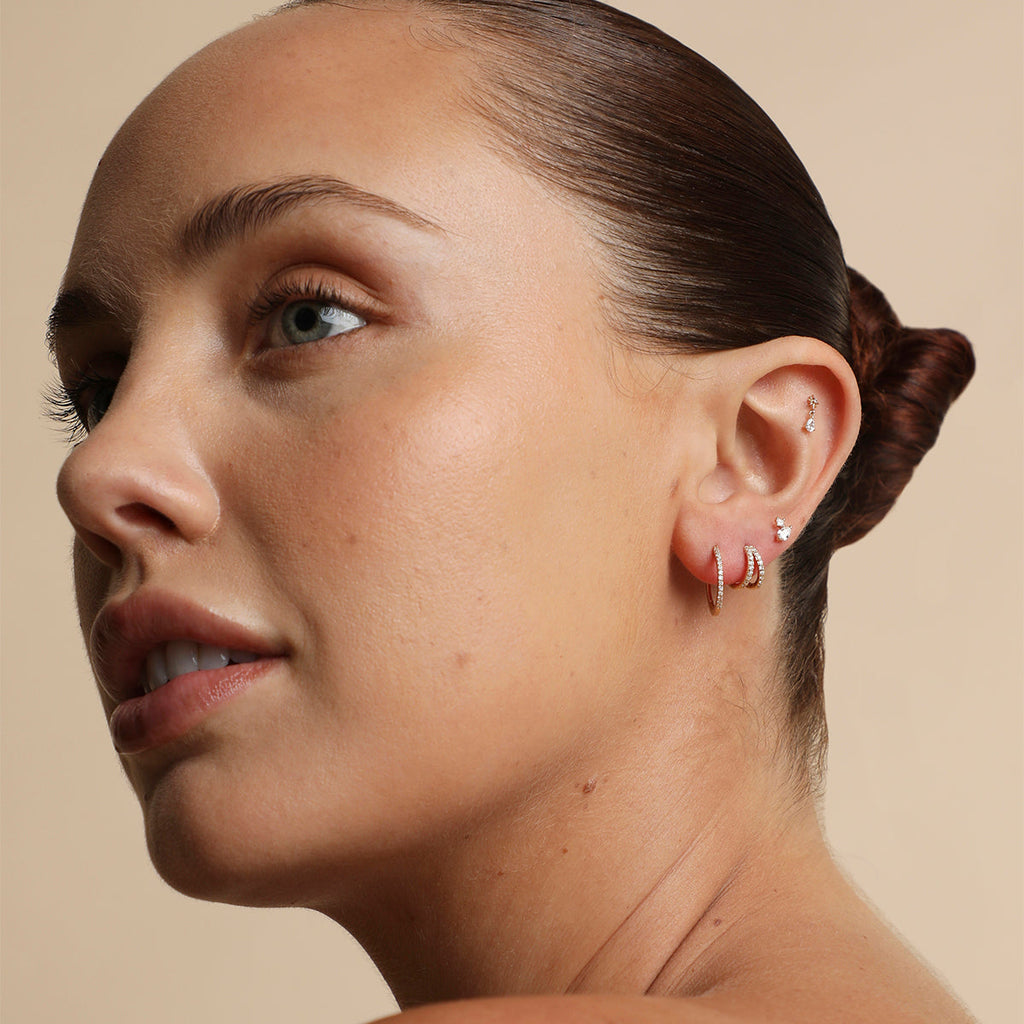 Diamond Cosmic Charm Piercing Stud in Solid Gold