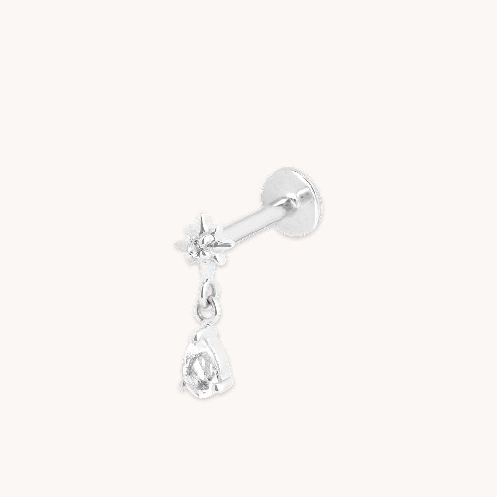 Diamond Cosmic Charm Piercing Stud in Solid White Gold