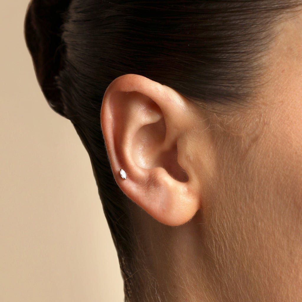 Diamond Marquise Piercing Stud in Solid Gold