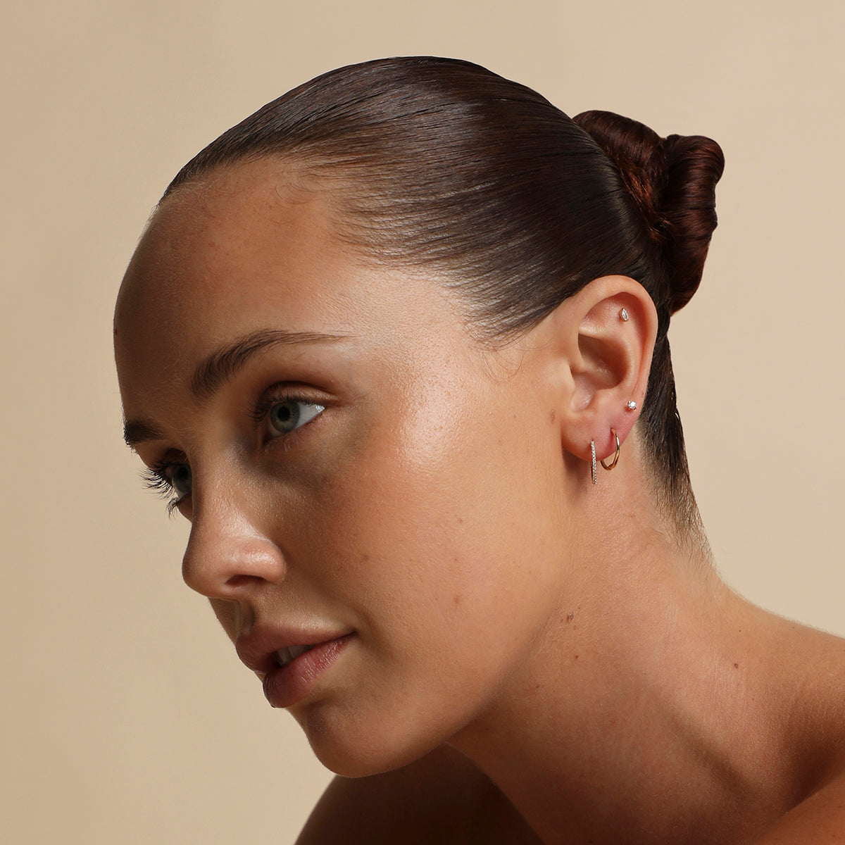 Diamond Marquise Piercing Stud in Solid Gold