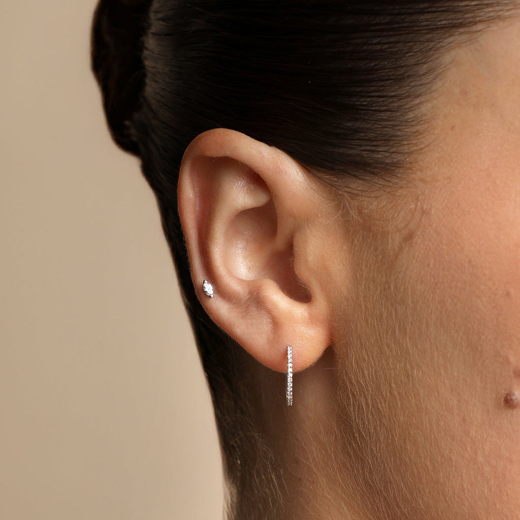 Diamond Marquise Piercing Stud in Solid White Gold