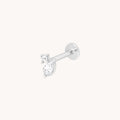 Diamond Double Gem Piercing Stud in Solid White Gold