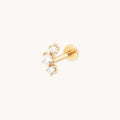 Diamond Curved Piercing Stud in Solid Gold