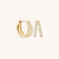 Diamond Pavé Illusion Huggies in Solid Gold