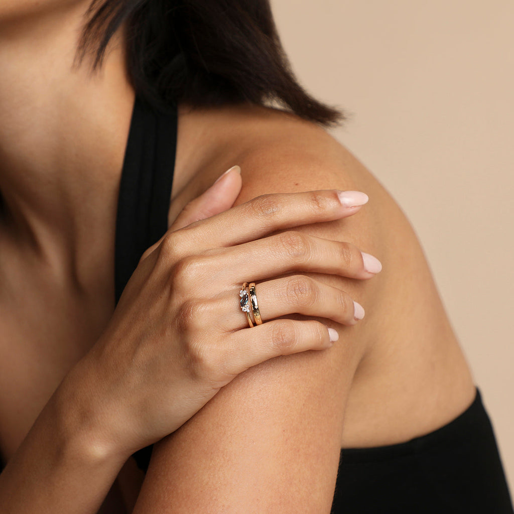 Alexandrite Diamond Milestone Ring in Solid Gold