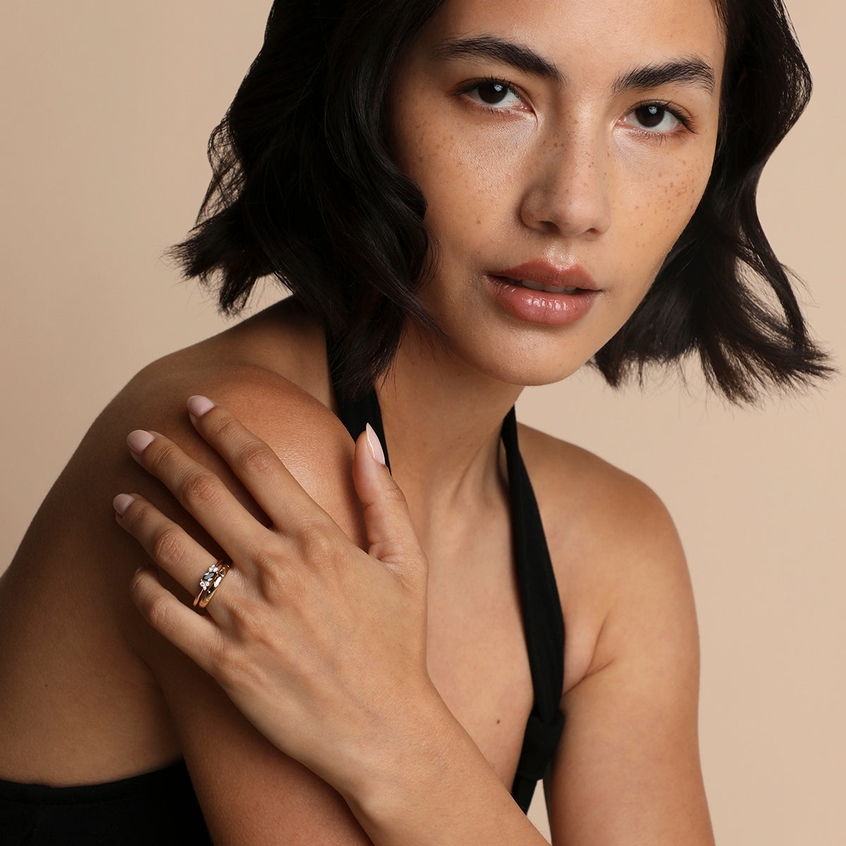 Alexandrite Diamond Milestone Ring in Solid Gold