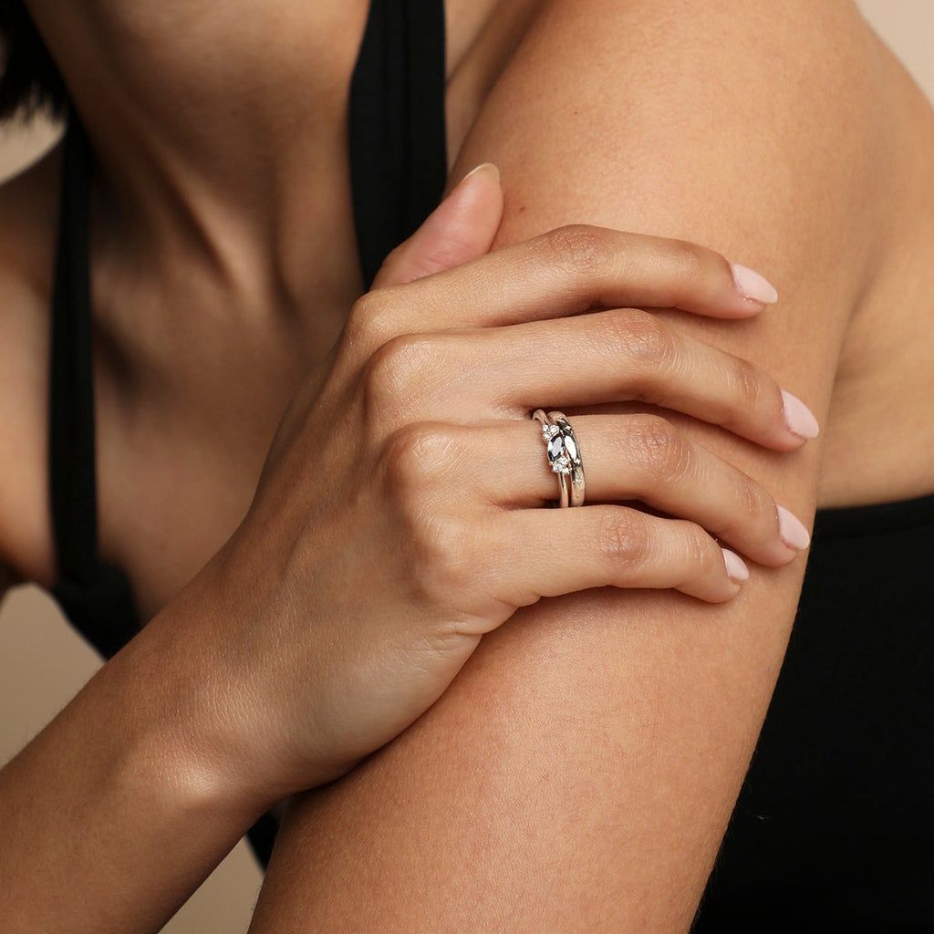 Alexandrite Diamond Milestone Ring in Solid White Gold