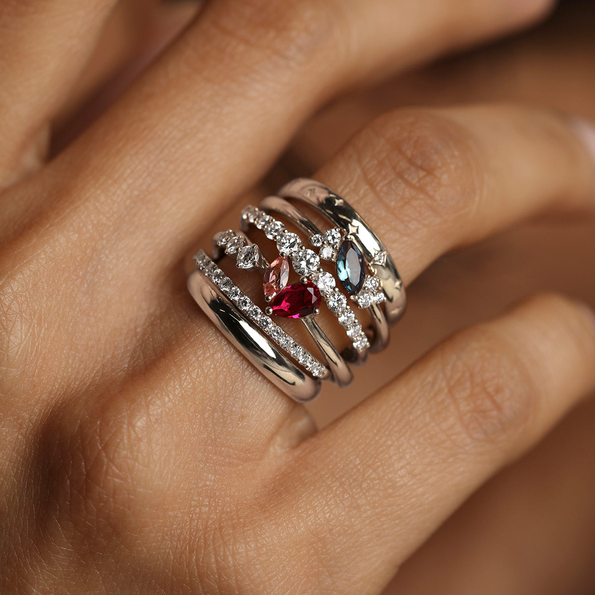 Diamond Eternity Milestone Ring in Solid White Gold
