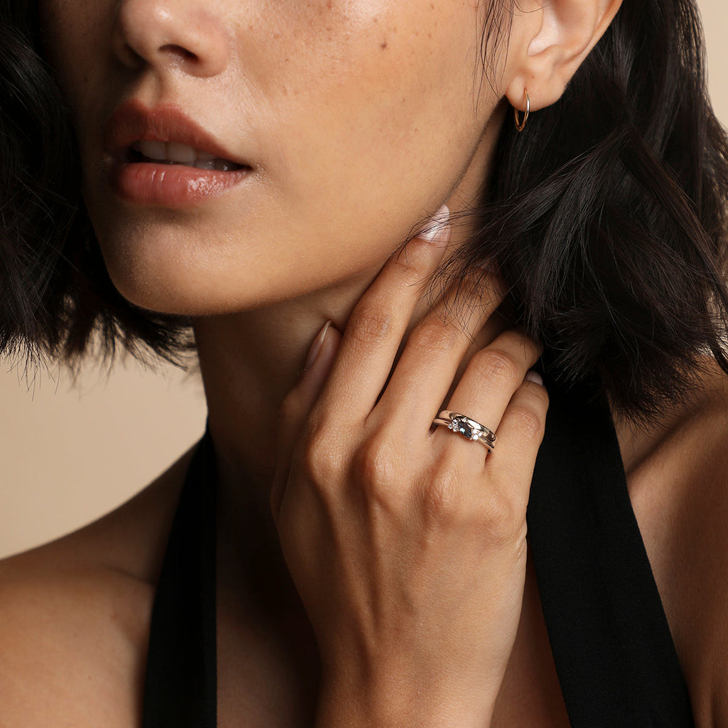 Cosmic Diamond Milestone Ring in Solid White Gold