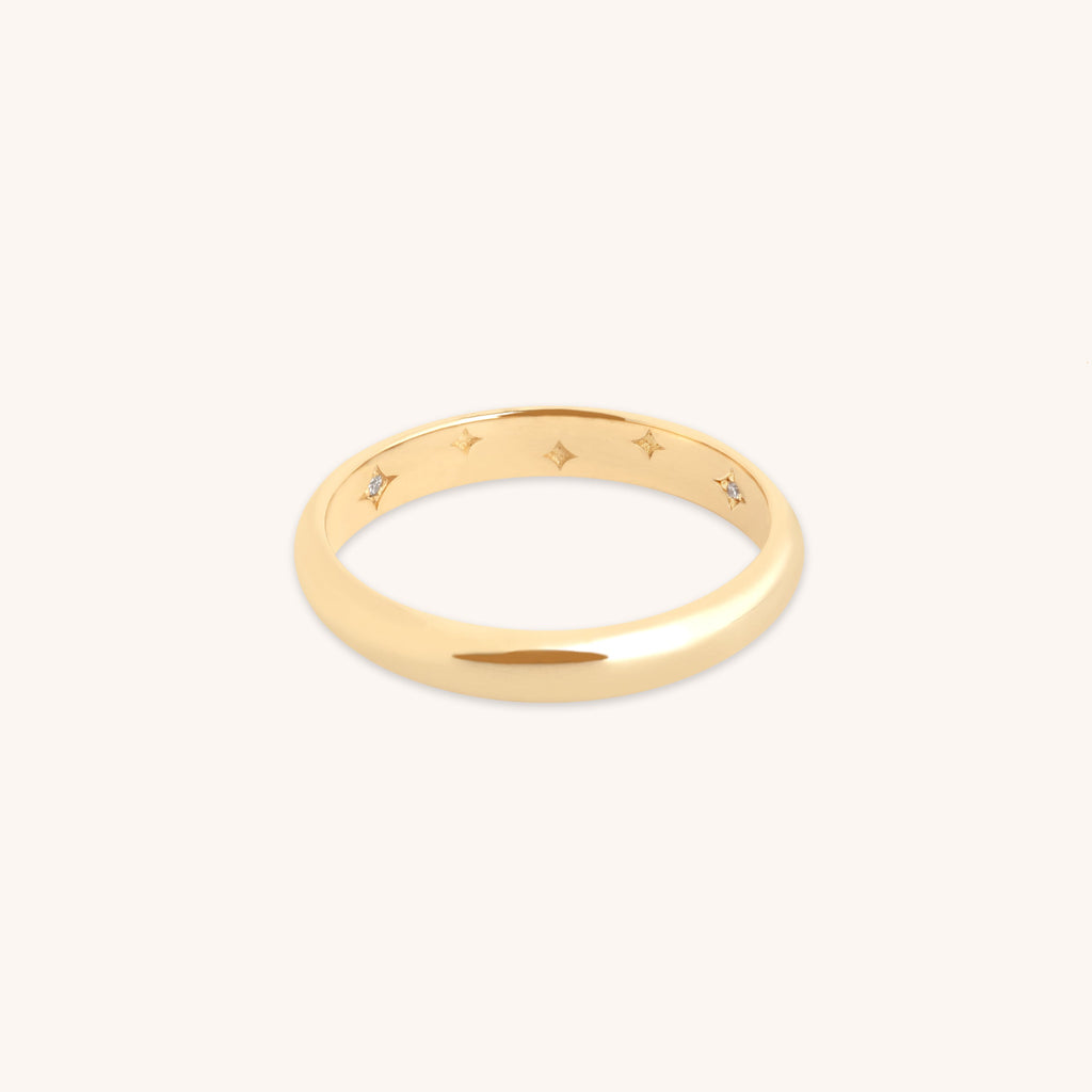 Hidden Diamond Milestone Ring in Solid Gold