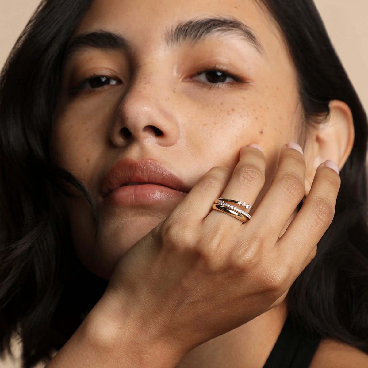 Hidden Diamond Milestone Ring in Solid Gold