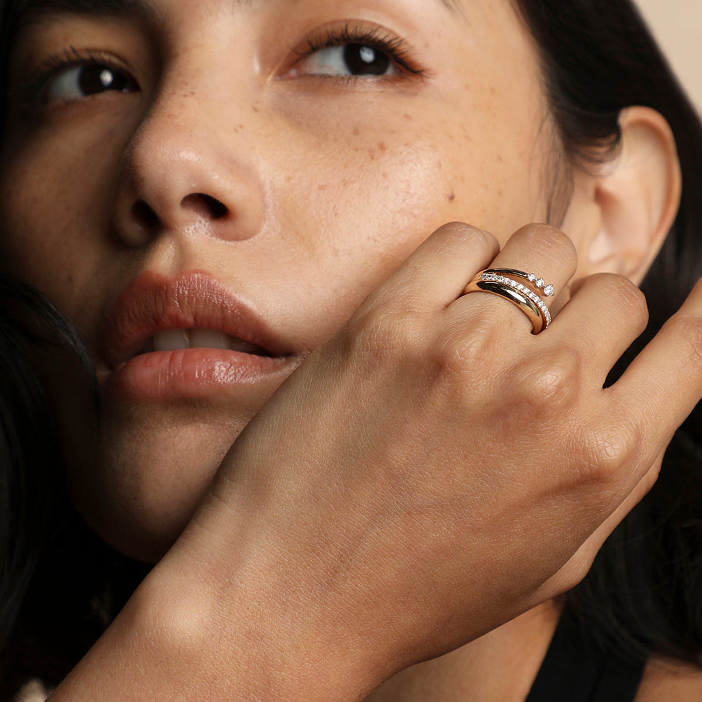 Hidden Diamond Milestone Ring in Solid Gold