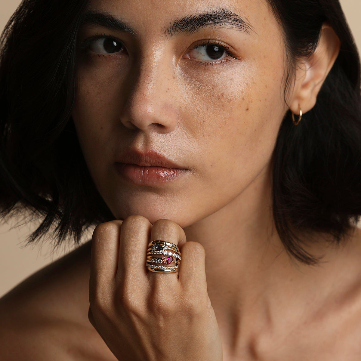 Hidden Diamond Milestone Ring in Solid Gold