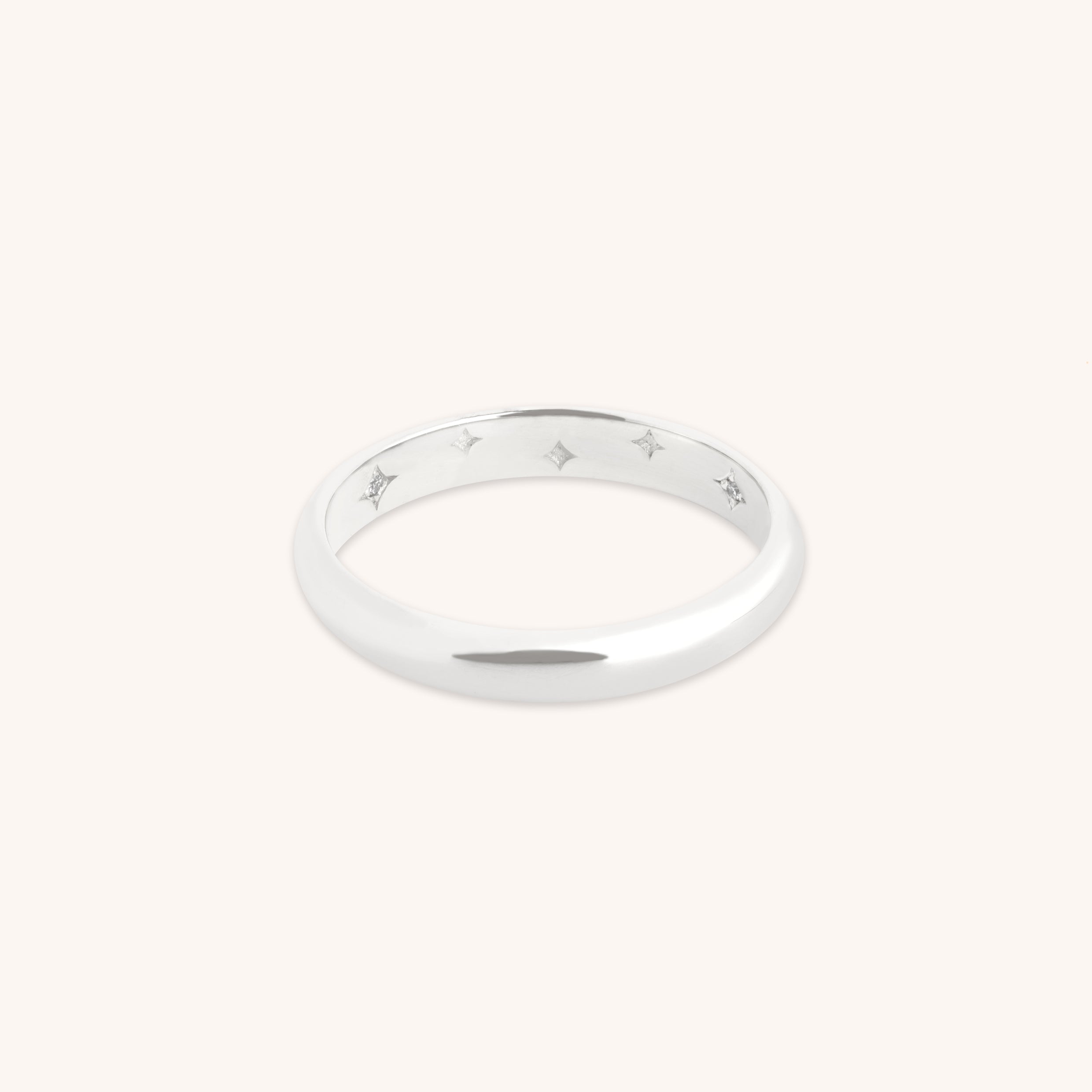 Hidden Diamond Milestone Ring in Solid White Gold