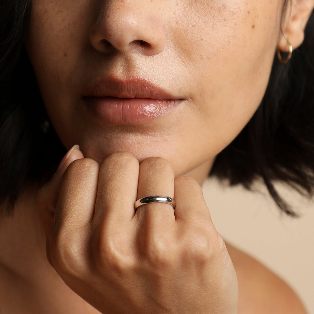Hidden Diamond Milestone Ring in Solid White Gold