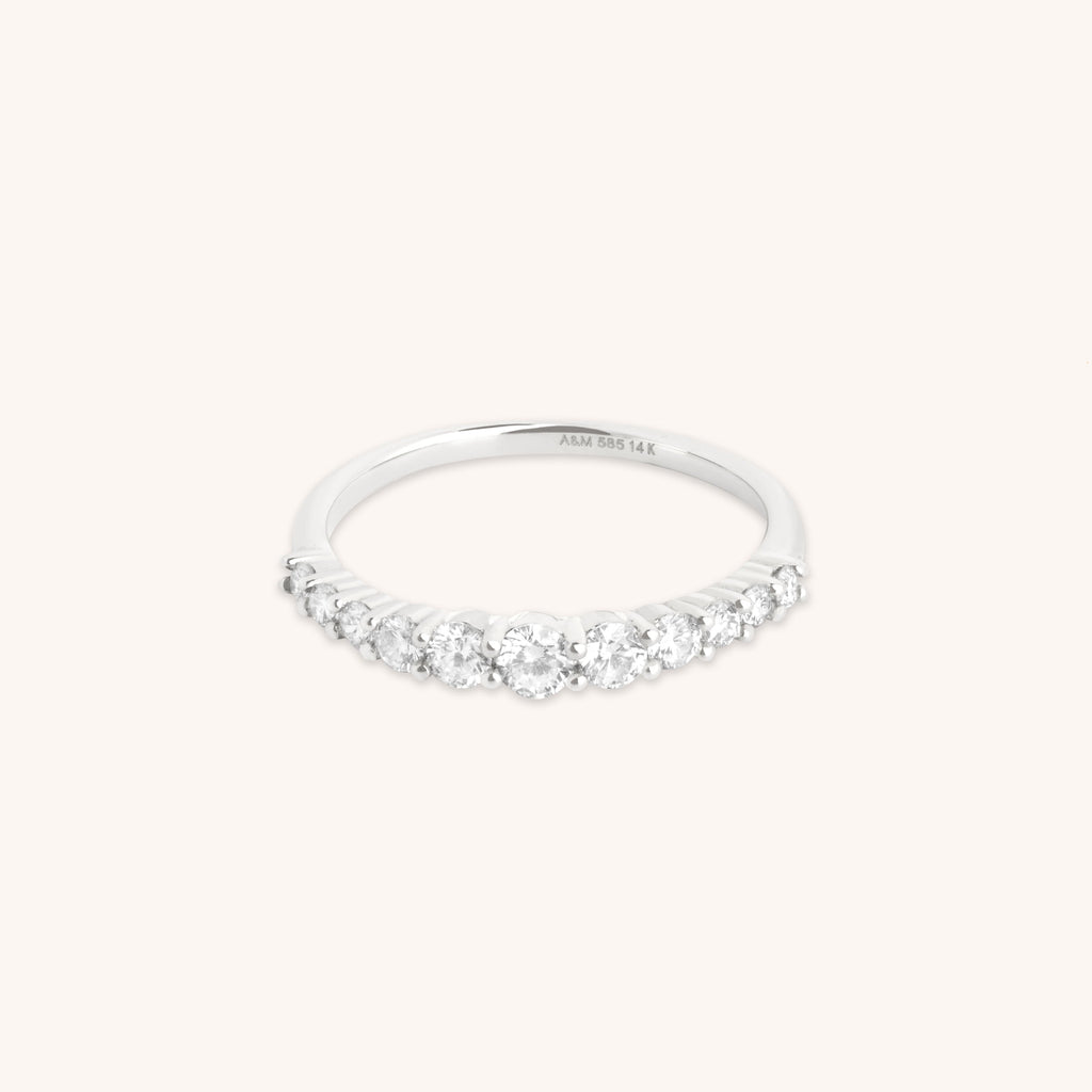Diamond Eternity Milestone Ring in Solid White Gold