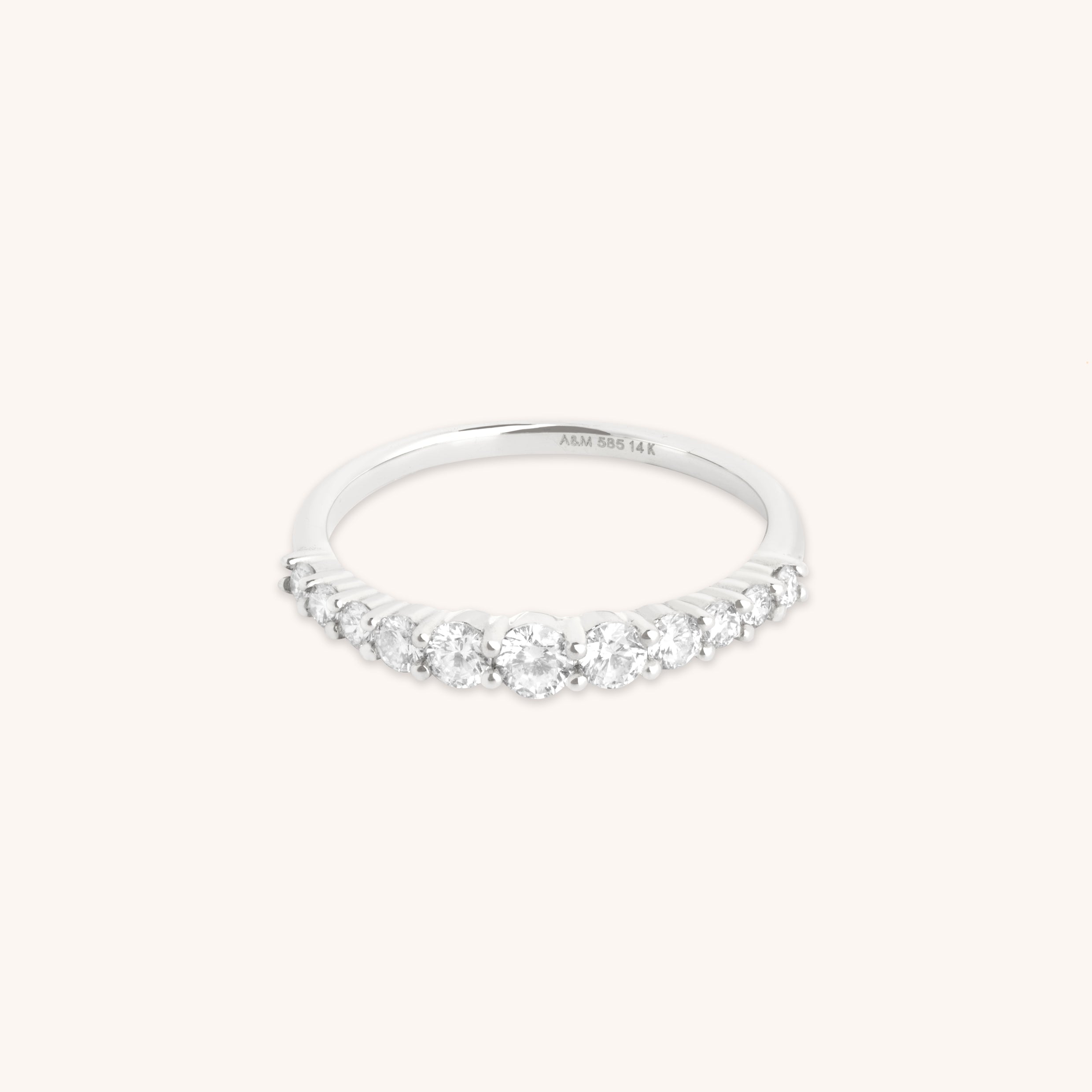 Diamond Eternity Milestone Ring in Solid White Gold