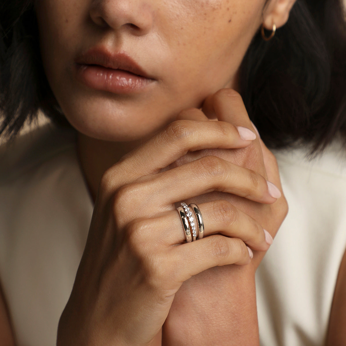 Diamond Eternity Milestone Ring in Solid White Gold