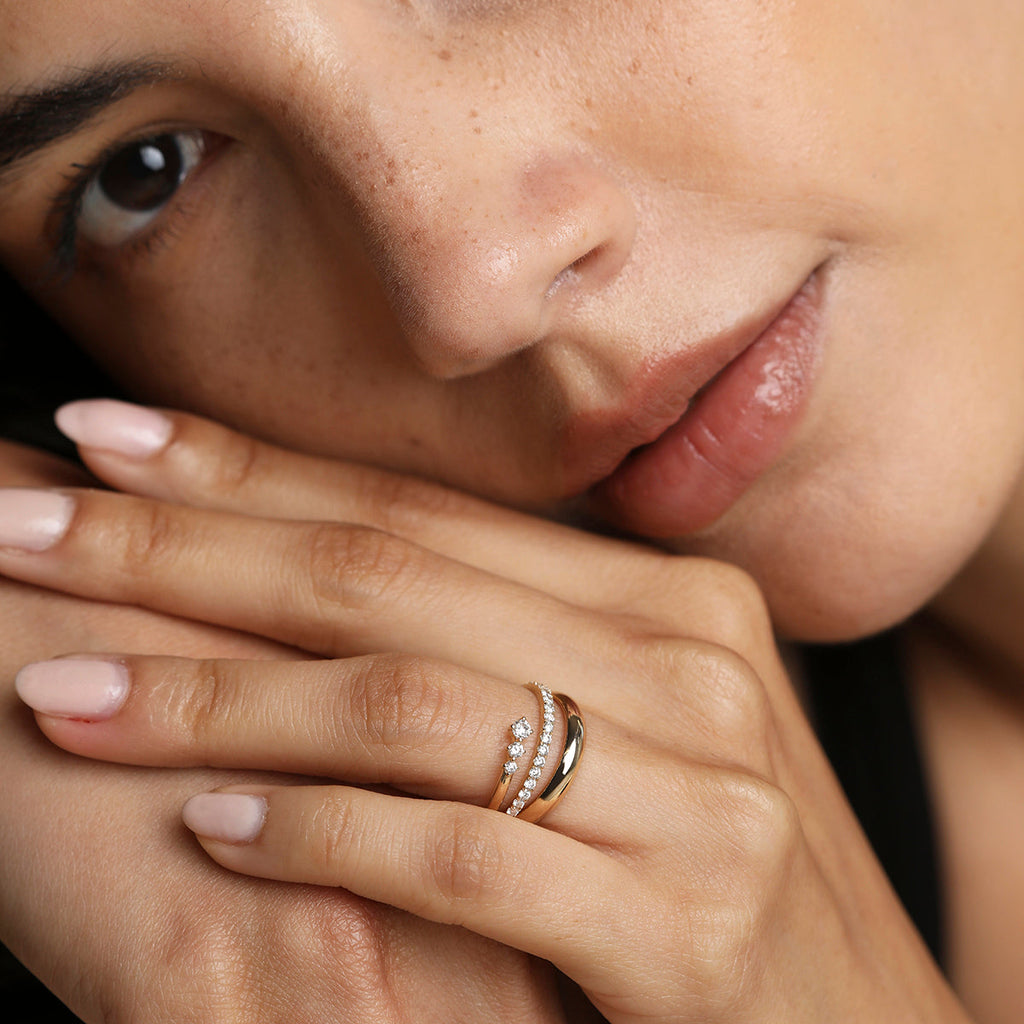 Illusion Diamond Milestone Ring in Solid Gold