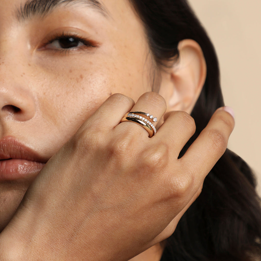 Illusion Diamond Milestone Ring in Solid Gold