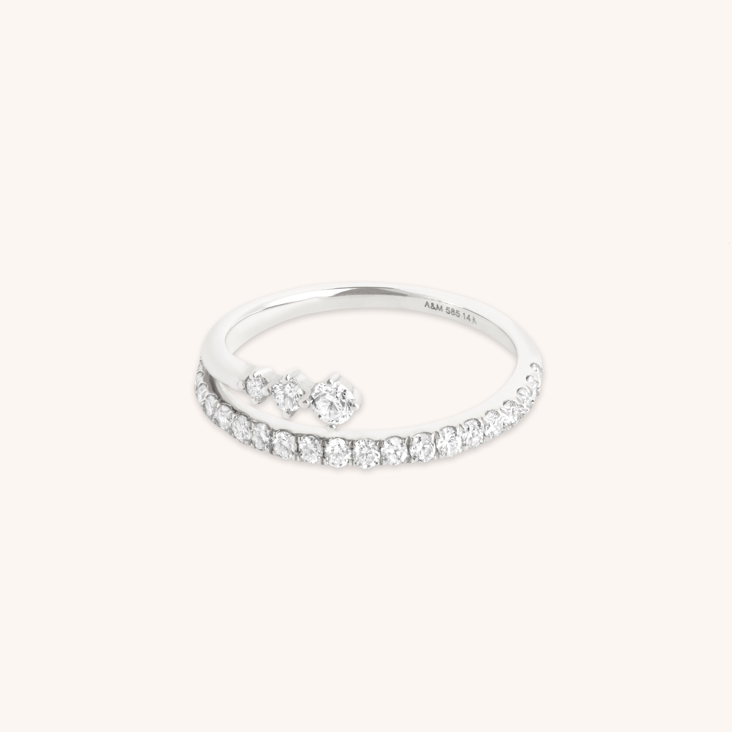 Illusion Diamond Milestone Ring in Solid White Gold