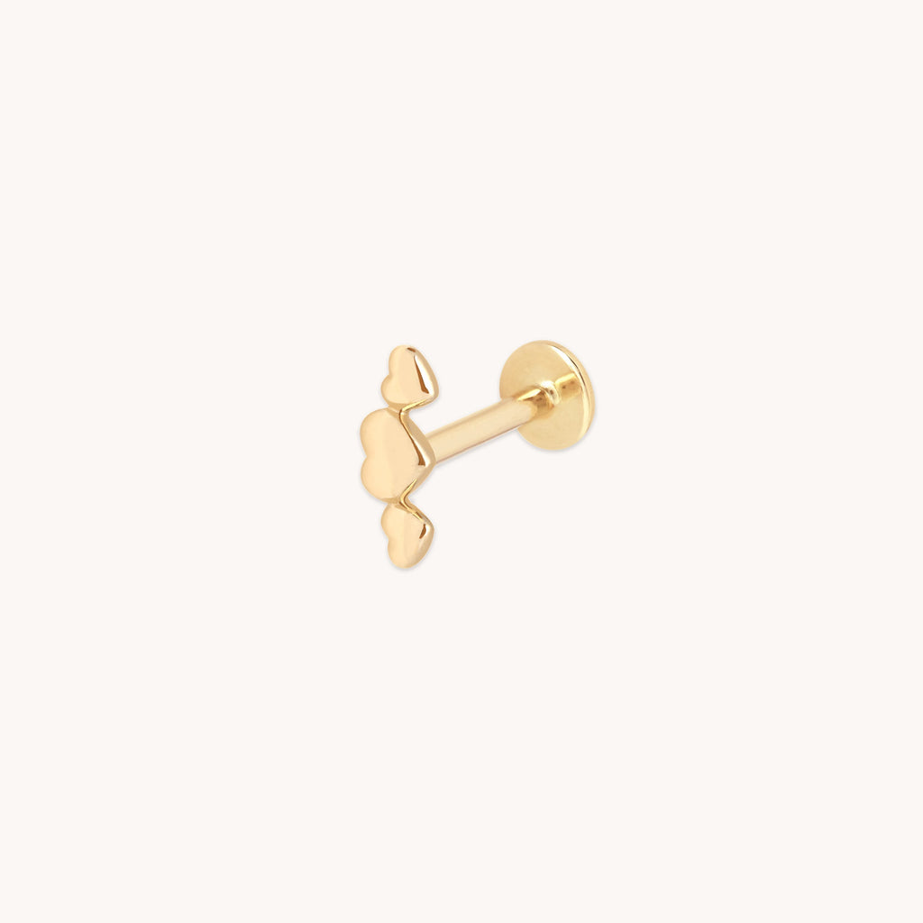 Heart Cluster Piercing Stud in Solid Gold