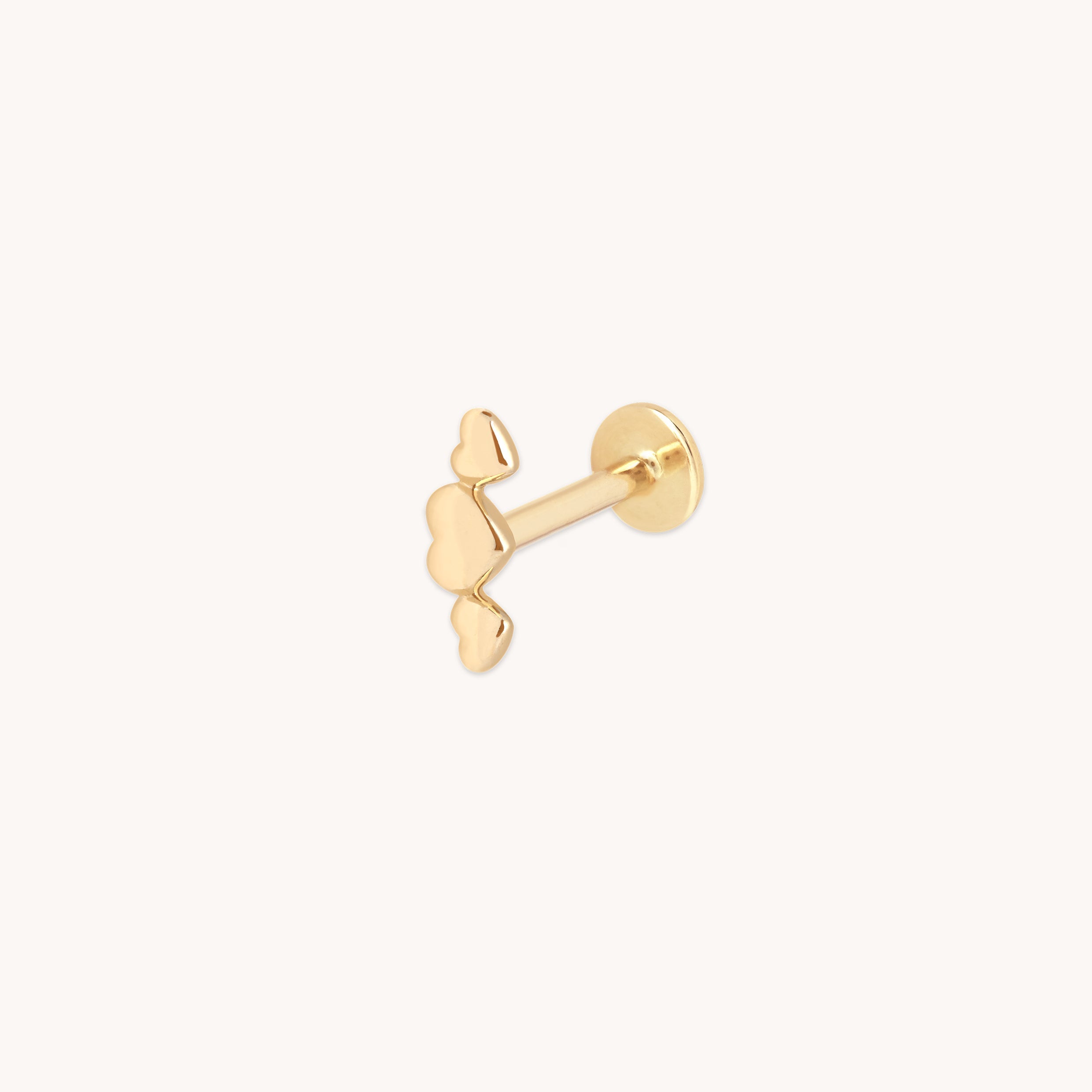 Heart Cluster Piercing Stud in Solid Gold