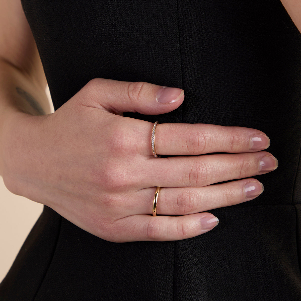 Crystal Stacking Ring in Gold
