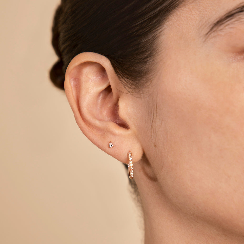 Pear Crystal Stud Earrings in Rose Gold