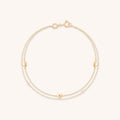 Heart Charm Double Chain Bracelet in Solid Gold