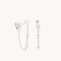Heart Topaz Chain Studs in Solid White Gold