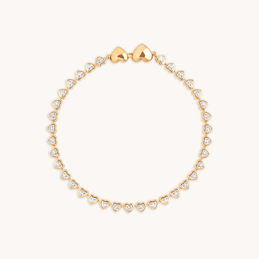 Heart Bezel Tennis Bracelet in Gold