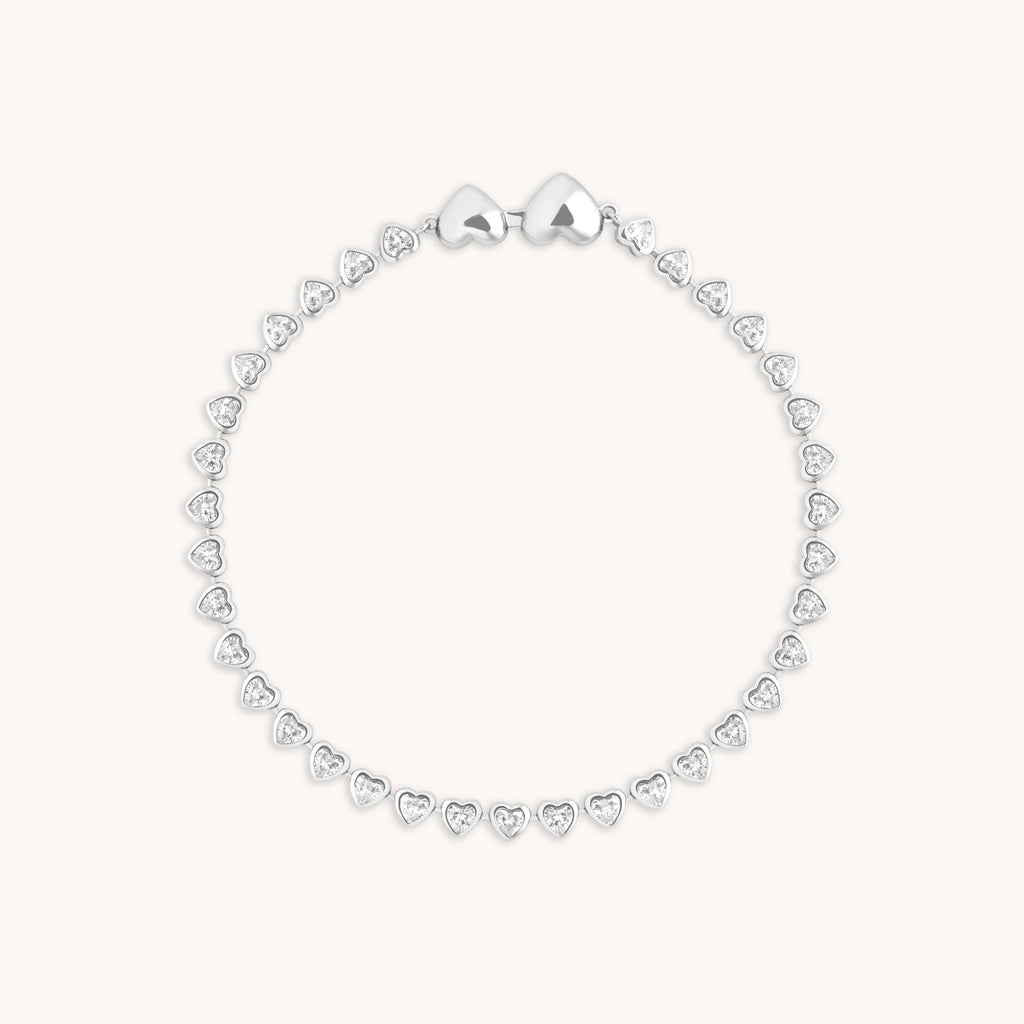 Heart Bezel Tennis Bracelet in Silver