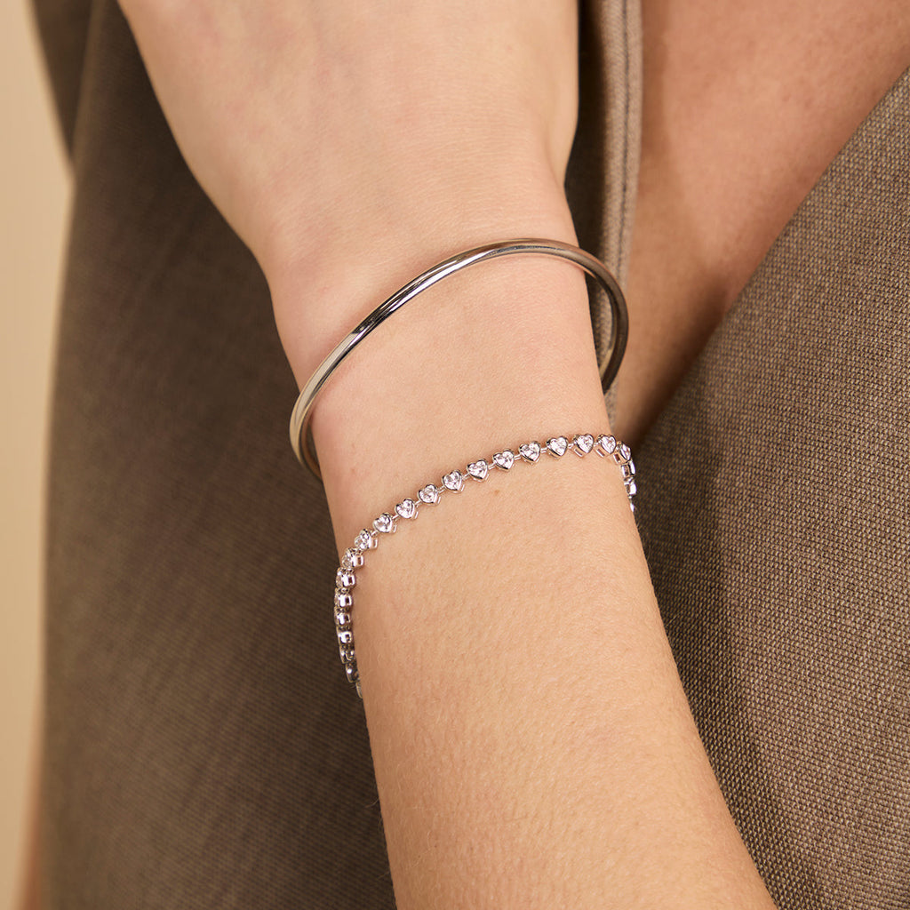 Heart Bezel Tennis Bracelet in Silver