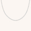 Heart Bezel Tennis Necklace in Silver