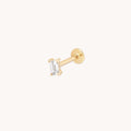 Diamond Baguette Piercing Stud in Solid Gold