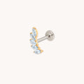 Blue Crystal Fan Titanium Piercing Stud in Gold
