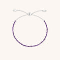 Amethyst February Beaded Bracelet in Solid White Gold